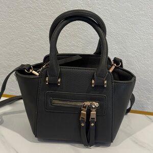 Madison West Black Mini Bag with Gold Accents